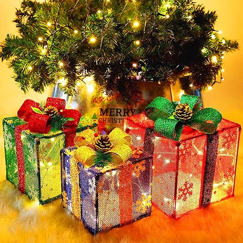 Miniatura 5 de Cajas luminosas decorativas para exteriores e interiores, 3 piezas de decoración hecha a mano, Plug and Play, marco de metal duradero, decoración de