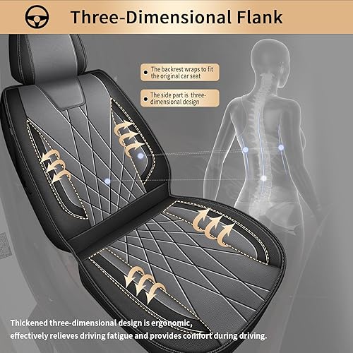 Miniatura 6 de Juego completo de fundas de asiento de automóvil, 5 asientos, fundas de asiento de cuero Fuax para Ford Ranger 2019-2024 2025 (no compatible con #