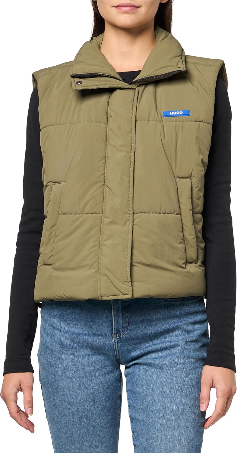 HUGO Women's Small Logo Lightweight Cropped Puffer Vest