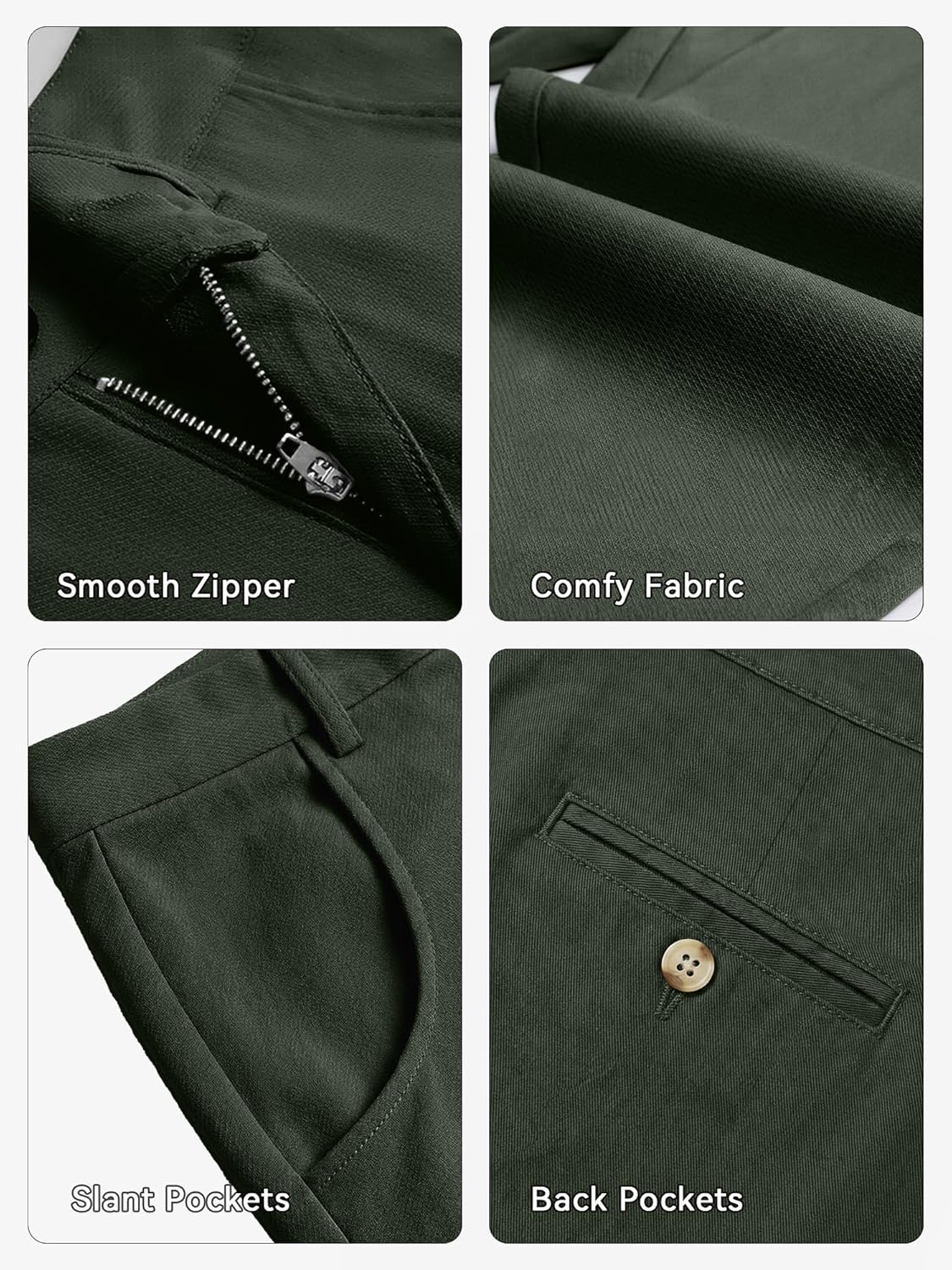 Woenzaia Men's Slim Fit Dress Pants Casual Stretchy Twill Chinos Tapered Skinny Slacks - Image 6