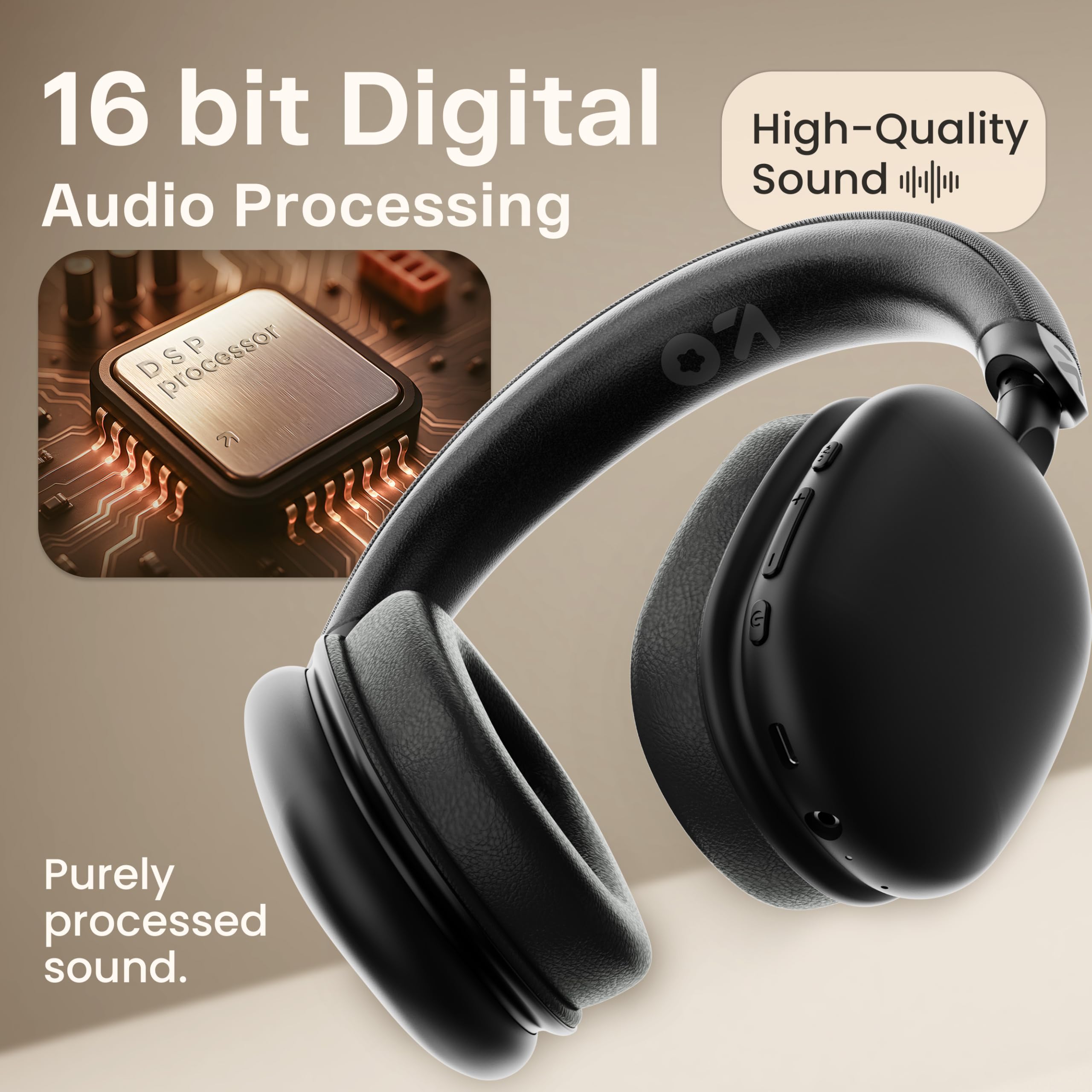 GOBOULT Fluid X Headphones Bluetooth Wireless with 60H Playtime, 40mm Drivers, Zen ENC Mic, Type-C Charging, Combat™ Gaming, BTv 5.4, Headphones Wireless with mic (Jet Black) — Amazon image 6