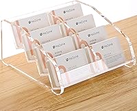 Vista 16 de Soporte de Tarjetas de Visita de Acrílico para Escritorio, Soporte Transparente para Tarjetas de Visita de 2 Niveles, 2 Ranuras, Organizador