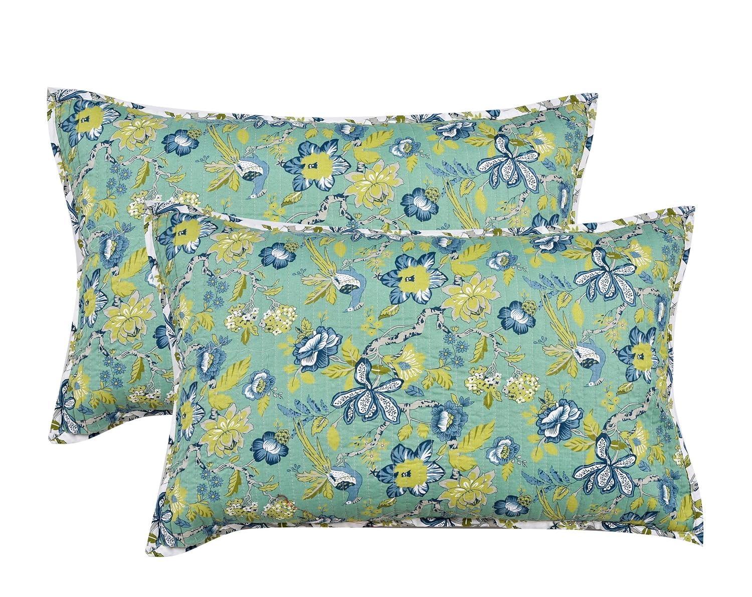 Floral Quilted Pillow Covers - Set of 2 -6 Floral Quilted Pillow Covers - Set of 2 -6
