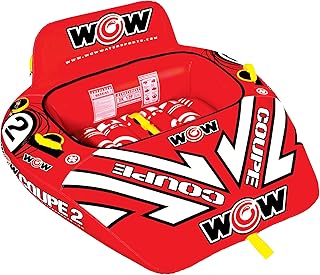 WOW Sports – Coupe Cockpit Towable Tube for Boating – 1-2 Person 340 lbs Capacity – Inflatable Boat Tube for Water Sports – Youth & Adults