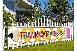 Nepnuser "Thank You Teachers" Fence Banner Teacher Appreciation Week Outdoor Decoration