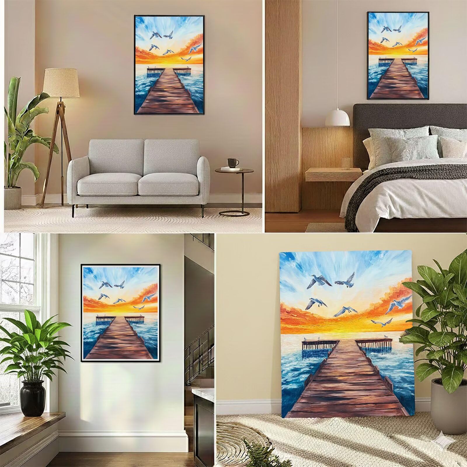 Dipingere con i Numeri Adulti Tramonto Dipingere con i Numeri Costiero Paint by Numbers Hobby Creativi Adulti Fai Da Te Tela di Pittura a Olio Kit, Decorazioni Regalo 60x80cm Senza Cornice Y3-947