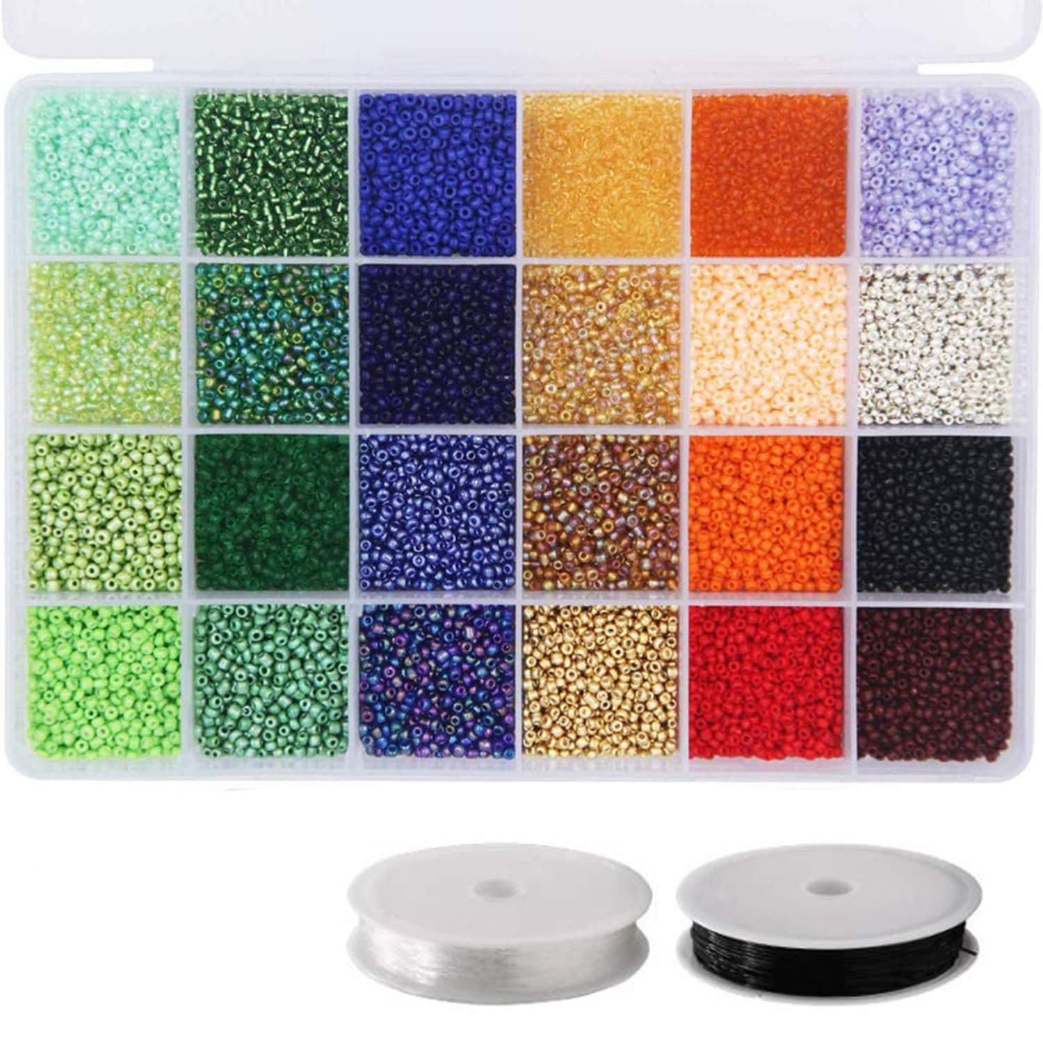 Mini Perline Di Vetro Per Gioielli Fai Da Te – 14400 Pezzi Da 2mm, 24 Colori Vivaci. Ideali Per Bracciali, Collane E Ricami. Regalo Creativo Per Adulti E Bambini