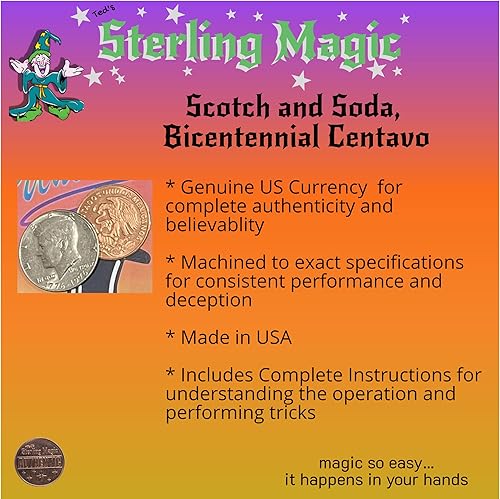 Miniatura 2 de Ted's Sterling Magic Bicicleta de corte de fábrica Svengali Deck y Bicentenario US Scotch y Soda Centavo Coin Card Trick Set (rojo)