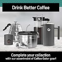 Vista 11 de Coffee Gator - Cafetera de prensa francesa de acero inoxidable 304 de 34 oz, tetera para té y café de doble pared aislada con sistema de filtración
