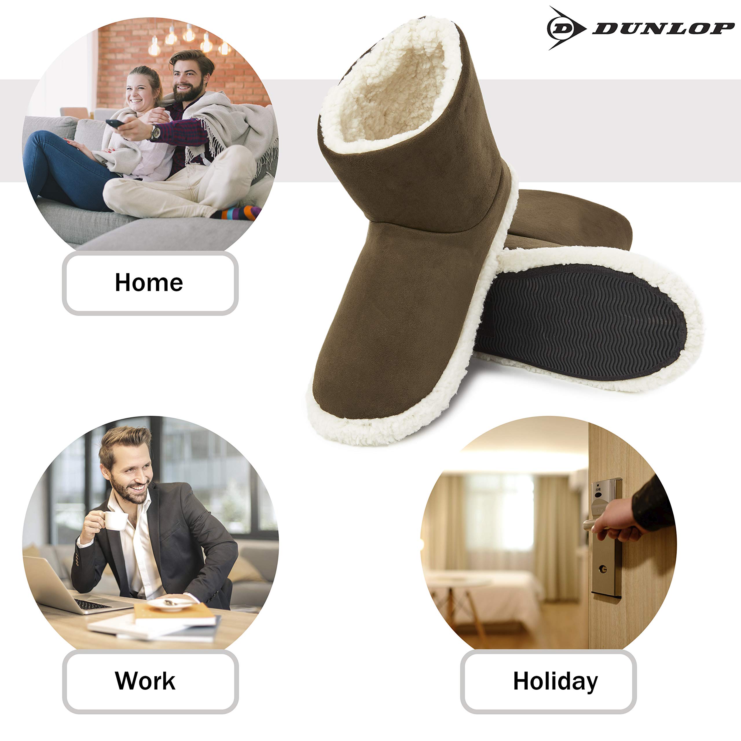 DUNLOP Pantofole Uomo a Stivaletto Invernali Peluche da Casa Ciabatte Memory Foam Antiscivolo 41-46