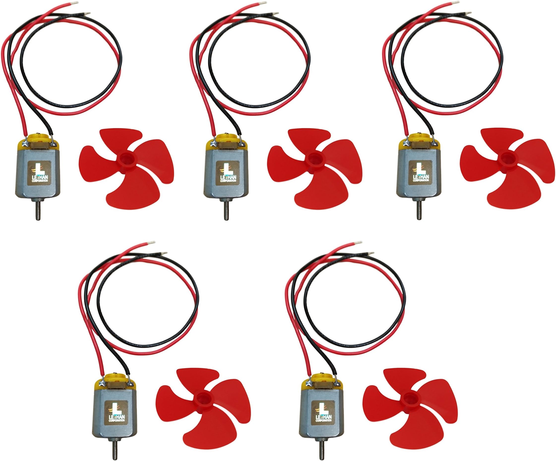 Lethan 1.5V Mini Motor with Propeller and Wire Leads (Pack of 5)