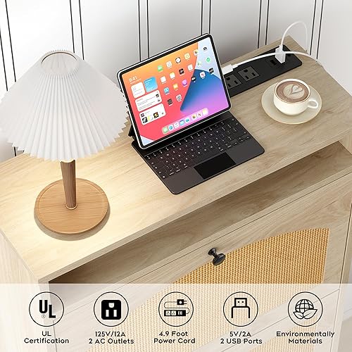 Miniatura 5 de Wanttii Armario de almacenamiento de zapatos, organizador independiente con puertas de ratán, armario estrecho para zapatos, gabinete oculto delgado