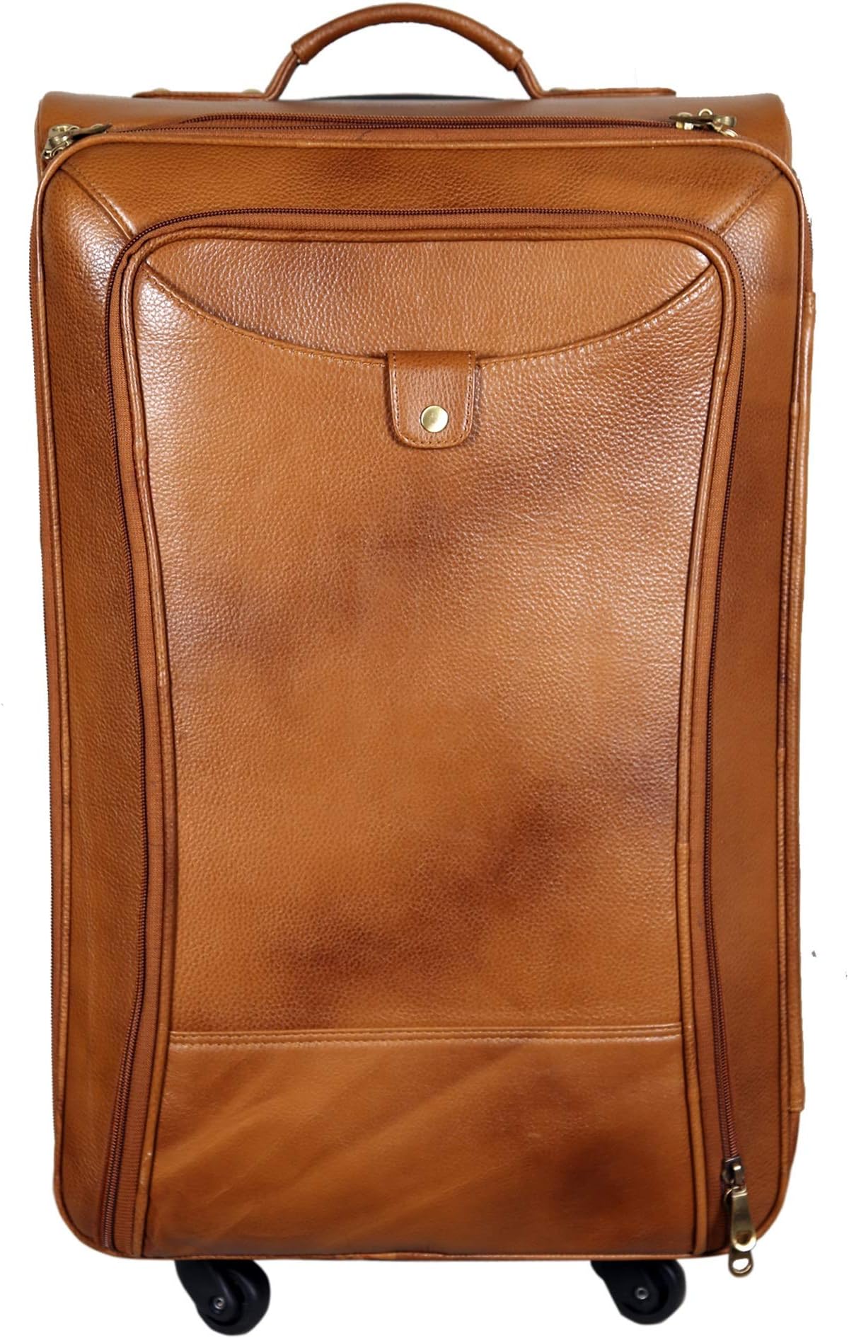 46 L Leather Cabin Size Softsided Travelling Luggage Bag - 20 Inch (TAN)
