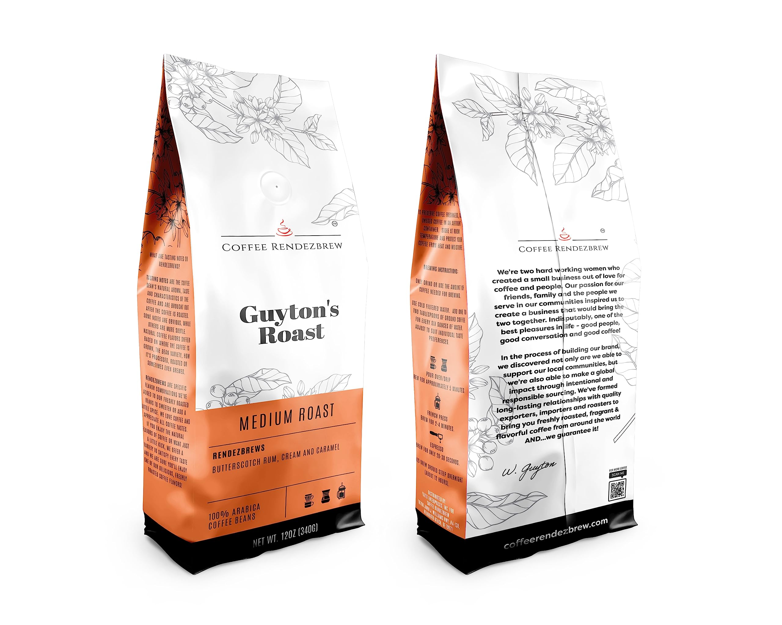 Coffee Rendezbrew, Guyton's Roast - Butterscotch Rum, Creamy Smooth Layers of Caramel, Ground, 12 oz bag