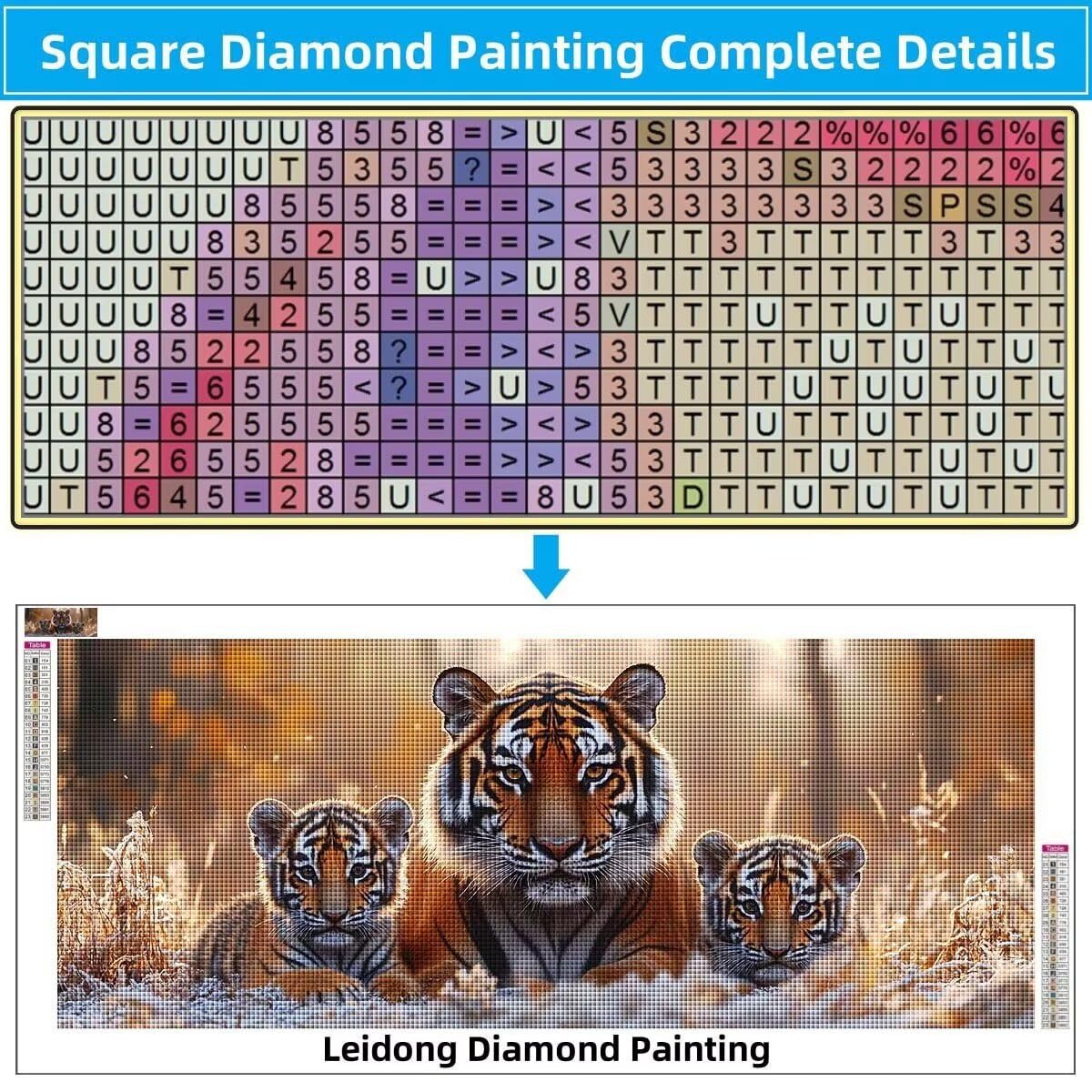 Kompletny zestaw 5D DIY diamentowe malowanie tygrys, krajobraz, haft krzyżykowy diament malarstwo dla dorosłych, diamentowe malowanie z dżetów do dekoracji domu, malowanie diamentowe (80 x 160 cm) 58Y