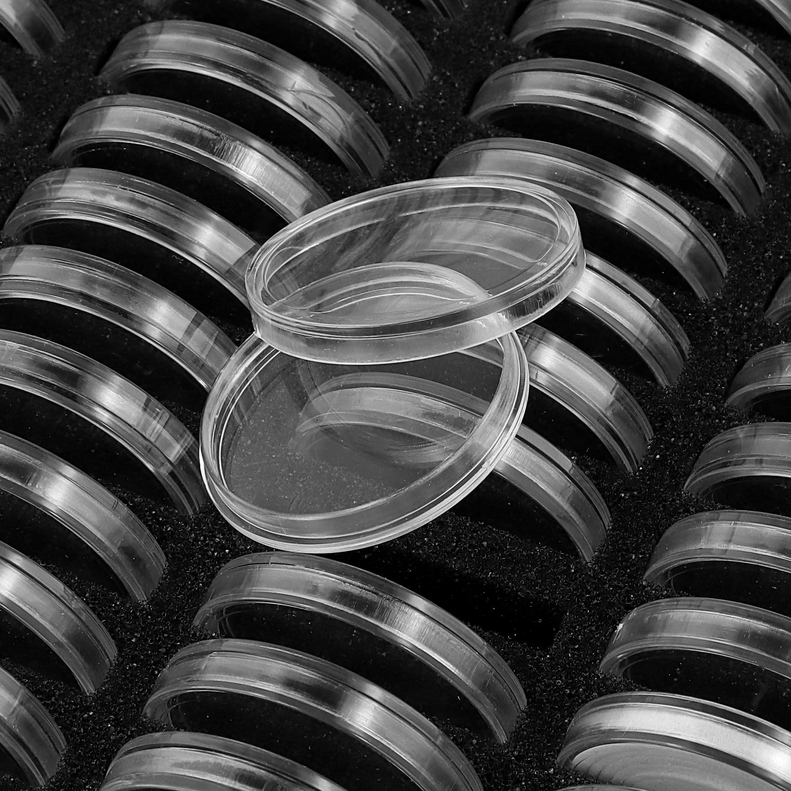 ZOENHOU 100 PCS Wooden Coin Collection Box Coin Holder, Coin Box with Round Clear Coin Capsules - Image 3