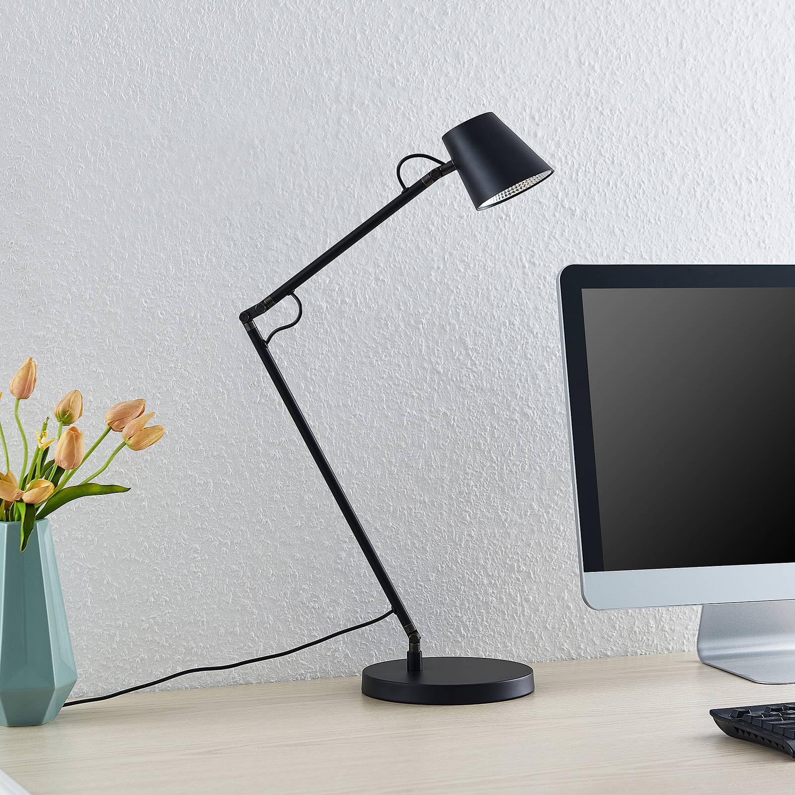 Lucande LED Tischlampe Tarris dimmbar (Modern) in Schwarz aus Metall (1 flammig,) - Tischleuchte Schreibtischlampe Nachttischlampe Arbeitszimmerleuchte