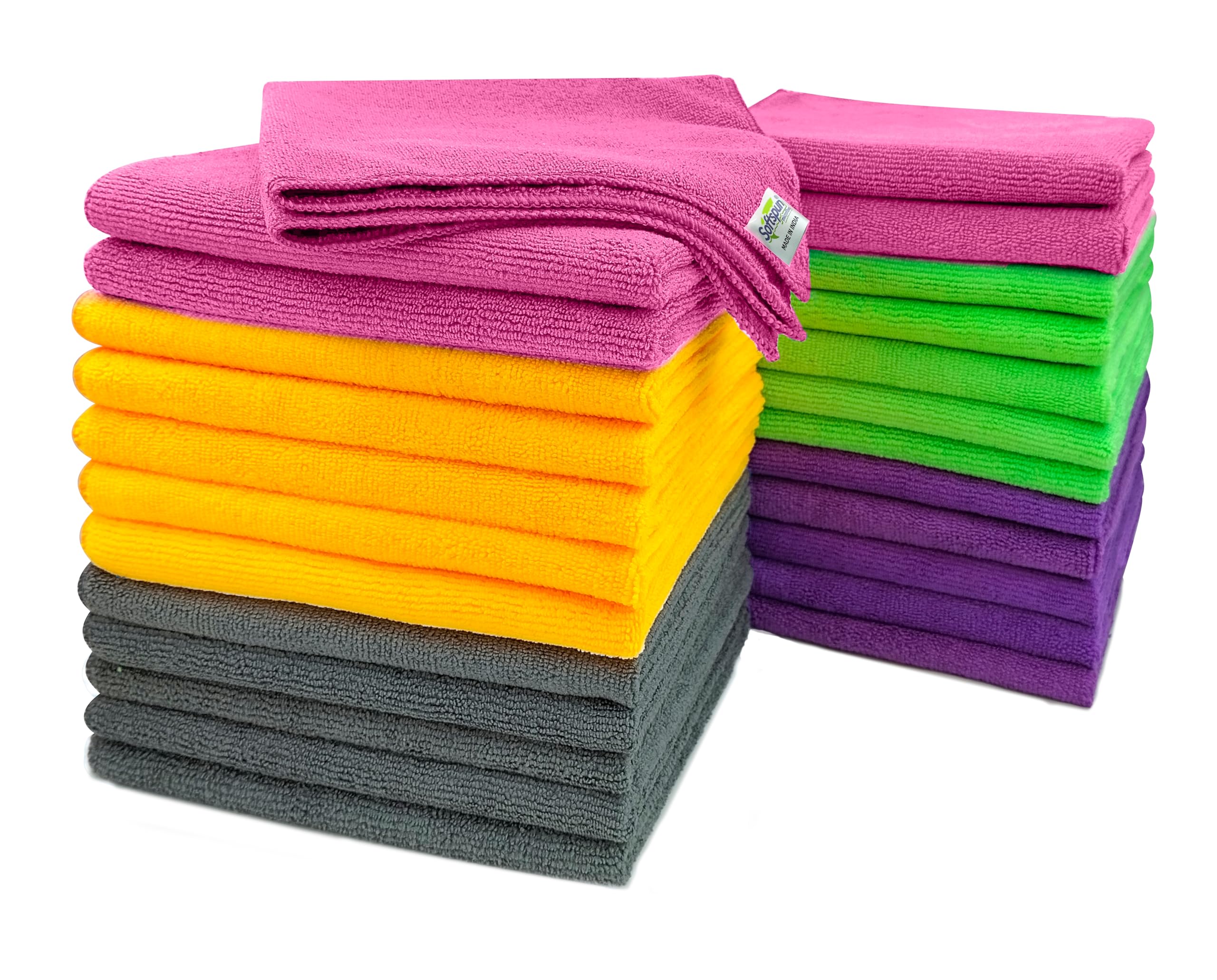 SOFTSPUN Microfiber Cloth - 25 pcs 40x40 cms 340 GSM Multicolor! Thick Lint & Streak-Free Multipurpose Cloths Automotive Microfibre Towels for Car Bike Cleaning Polishing Washing & Detailing. (B01NAXYC7O) Amazon Price History, Amazon Price Tracker