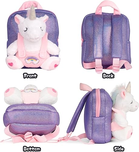 Miniatura 7 de Redeo Mochila de unicornio con unicornios para niñas mochila para niñas de 3 años con animales de peluche de unicornio juguetes de peluche para