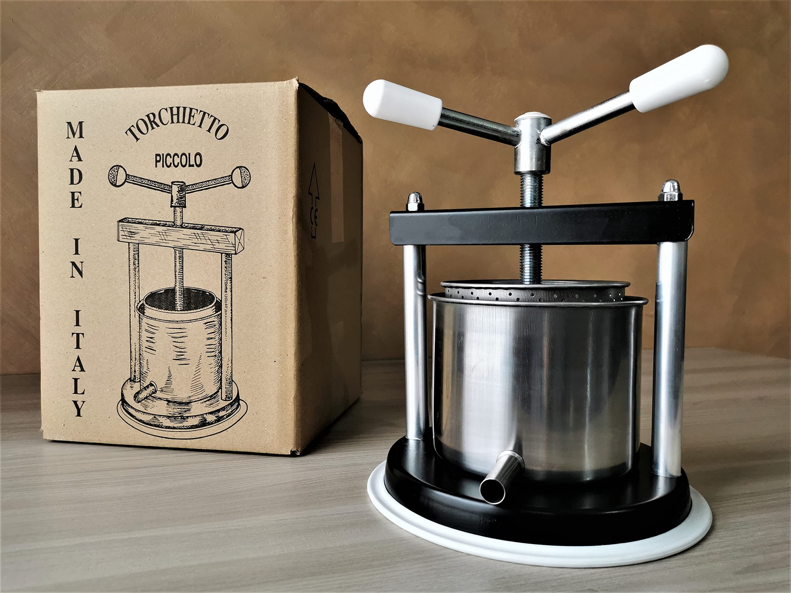 Torchietto Premitutto 3 Kg In Ferro E Acciaio Inox 430 – Per Spremere Pomodori, Ortaggi, Frutta E Olio, Made In Italy, Certificato Alimentare