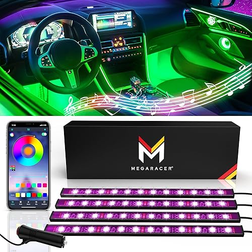 Mega Racer Luces LED para el interior del automóvil 48 chips LED RGB de más de 16 millones de colores personalizables sincronización de música y 27