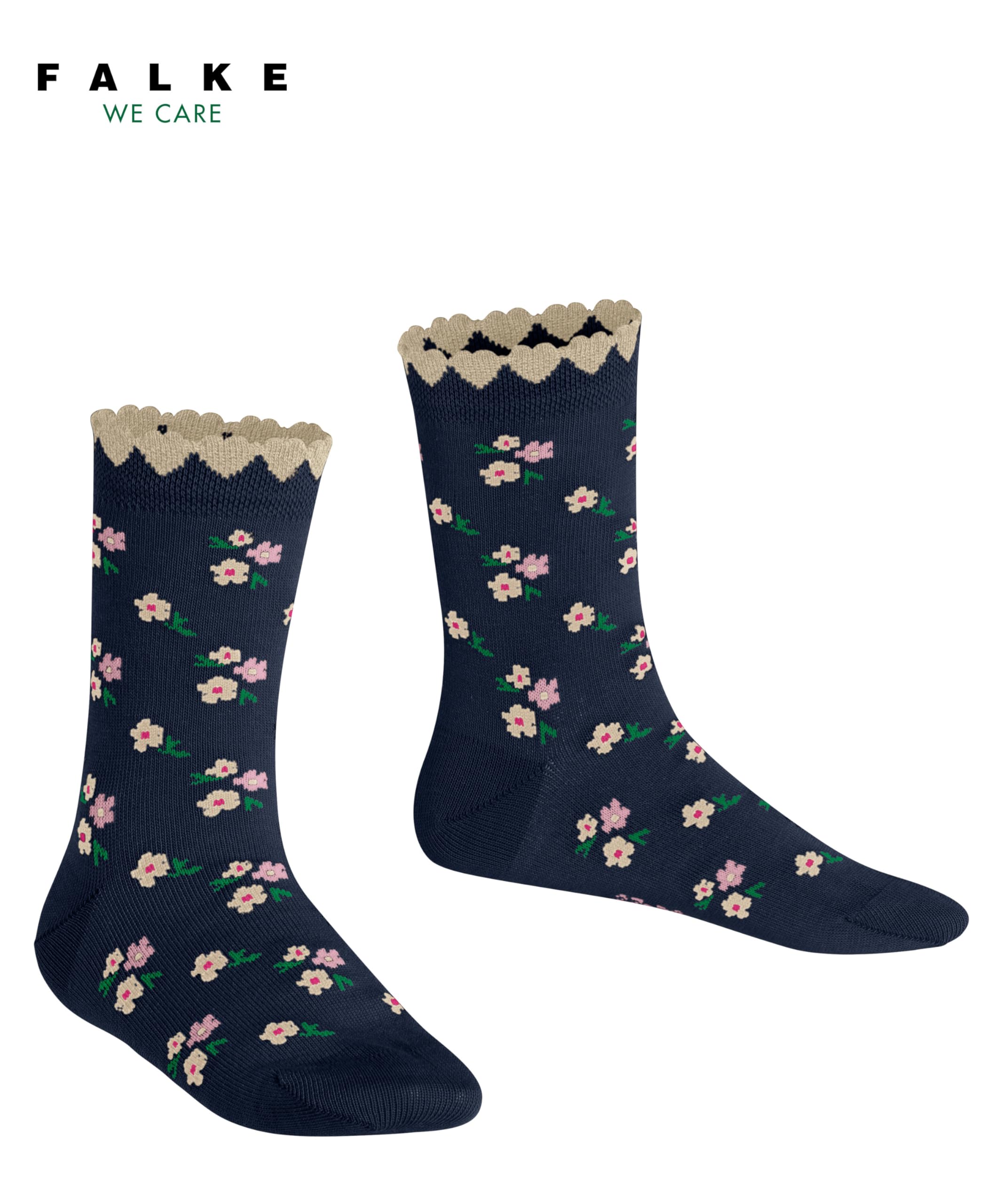 FALKE Uniseks - dzieci Skarpety Ditsy Flowers K So bawełna z wzorem 1 Para, Niebieski Space Blue 6116, 39-42