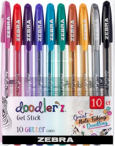 Miniatura 8 de Zebra Pen Doodler'z 41960 - Bolígrafo de tinta en gel, colores surtidos, 0.039 pulgadas, 60 unidades (41960) Surtido A,Variado,Surtido de
