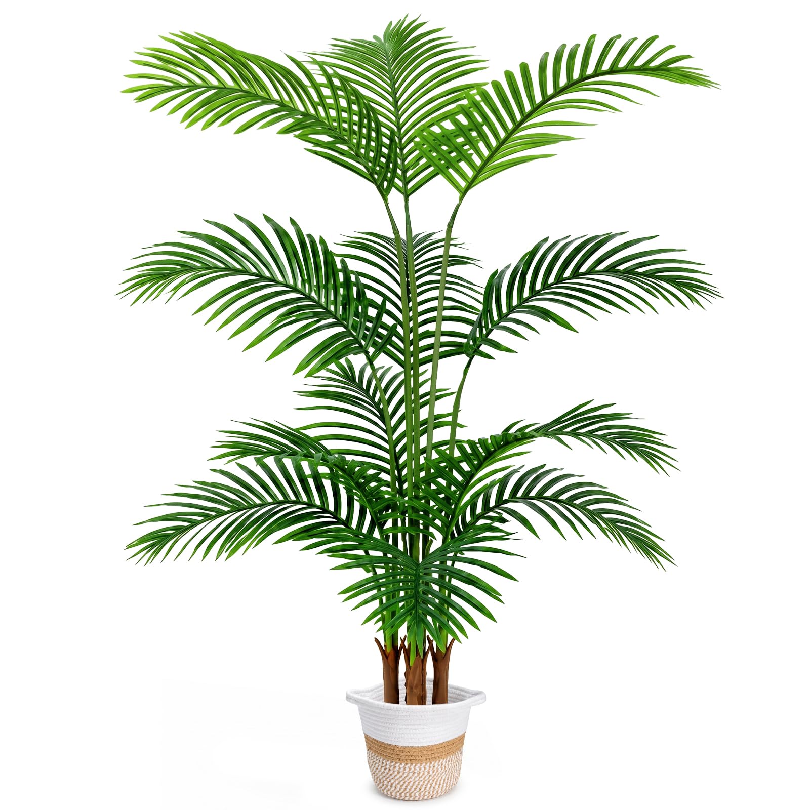 NZQXJXZ Palmera Artificial 160 cm con Cesta de Algodón | Más de 10 Hojas Realistas, sin Mantenimiento, Ramas Ajustables, Ideal para Salón y Oficina