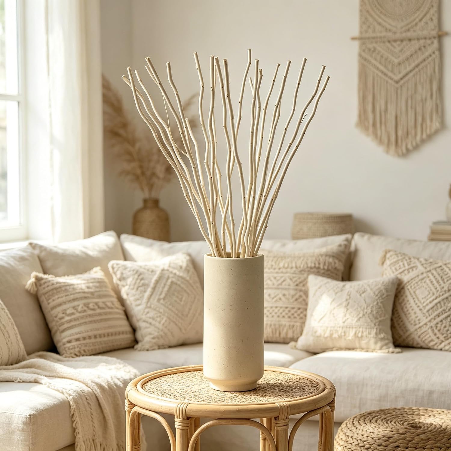 57cm Curly Willow Branches 20Stems Tall Begie Dried Decorative Sticks for Vase Natural Branches for Floral Arrangement Farmhouse Rustic Home Minimalist Decor