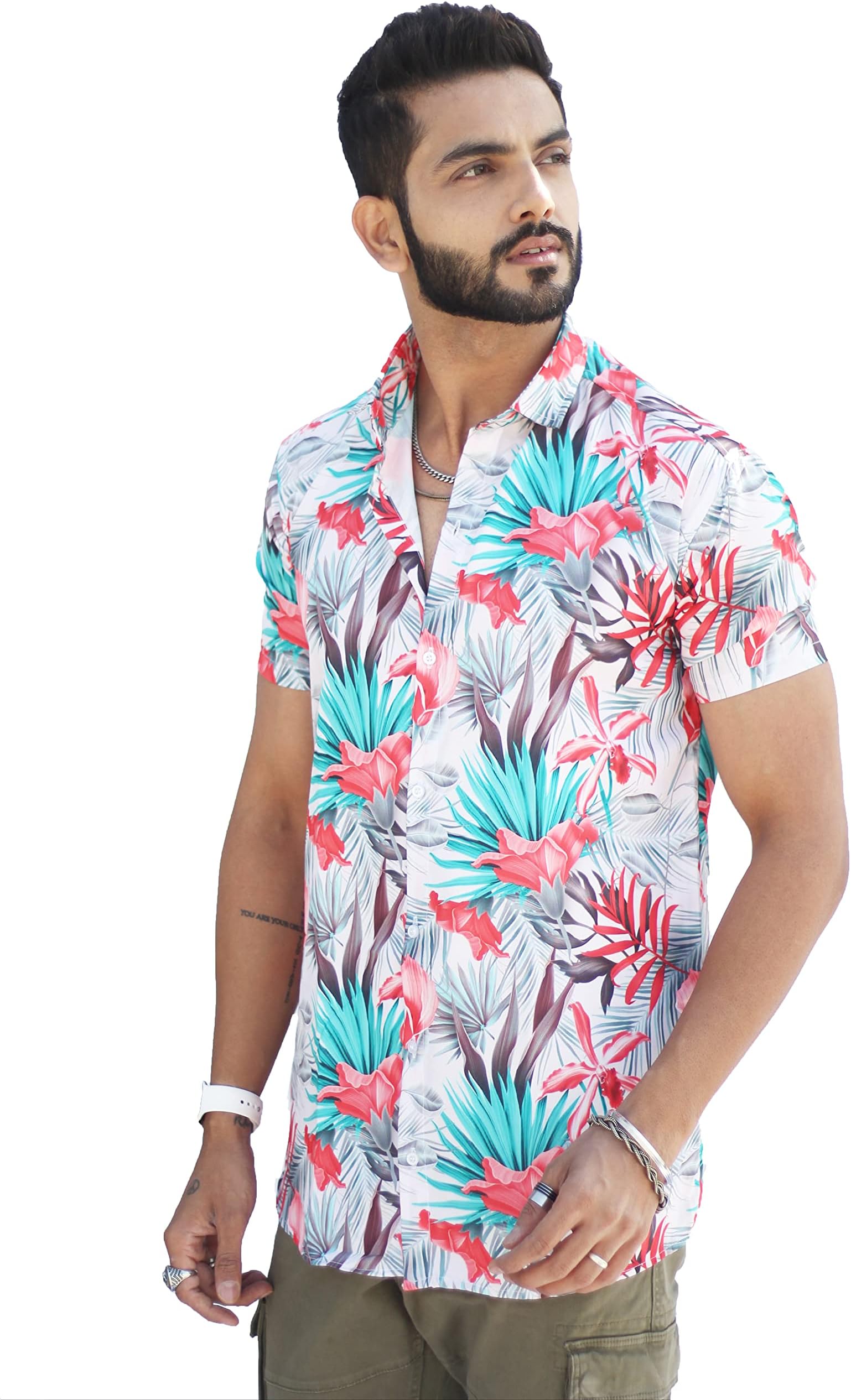 HARPITAMen's Digital Ptinted Half Sleeve Shirt | Stylish Printed Casual Wear Shirt for Mens