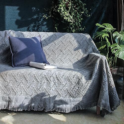 Homcosan Fundas para sofá, funda de toalla de algodón de punto geométrico para sofá de 2 plazas, muebles de sofá, protector de mascotas, mantas