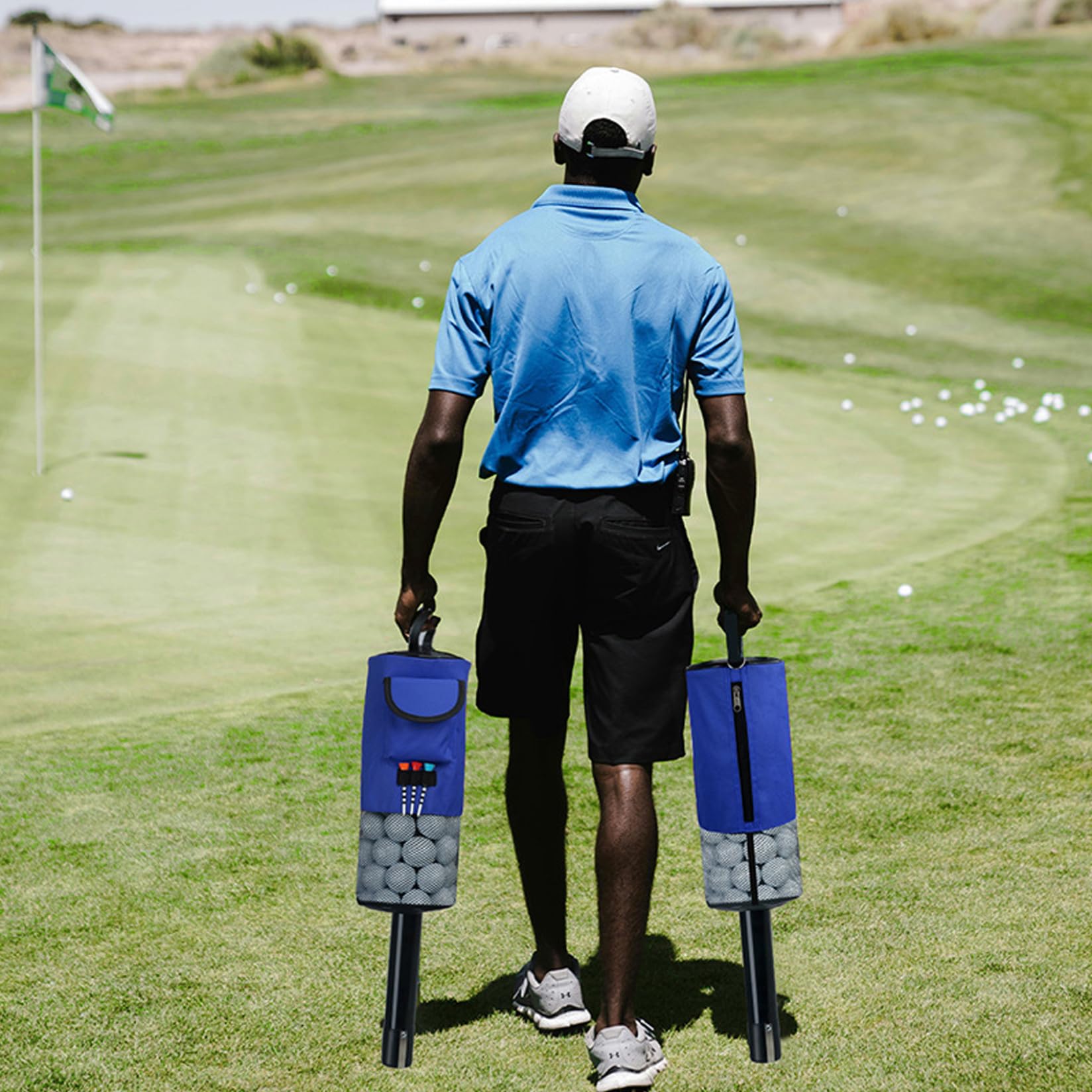 Tragbare, mit Reißverschluss abnehmbare Golf-Shag-Tasche für 70 Bälle – Golf-Shag-Tasche mit und Tee-Halter, Sportzubehör