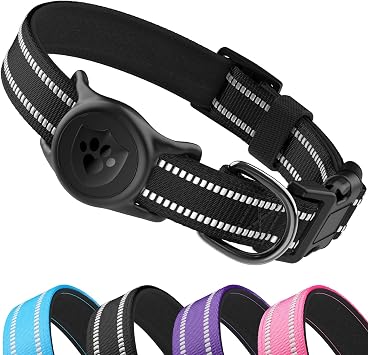 Upgraded AirTag Dog Collar, IP68 Waterproof Holder, Small Black