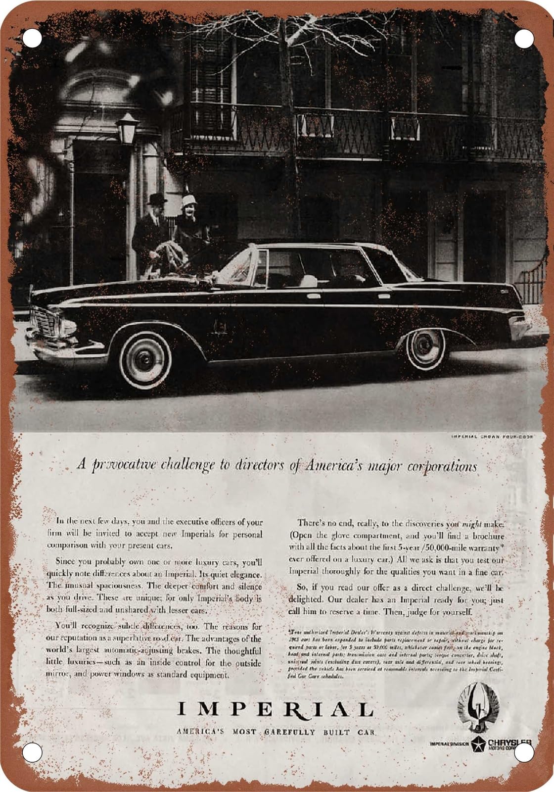 METAL SIGN - 1963 Imperial Vintage Ad 05 - Old Retro Rusty Look home decor