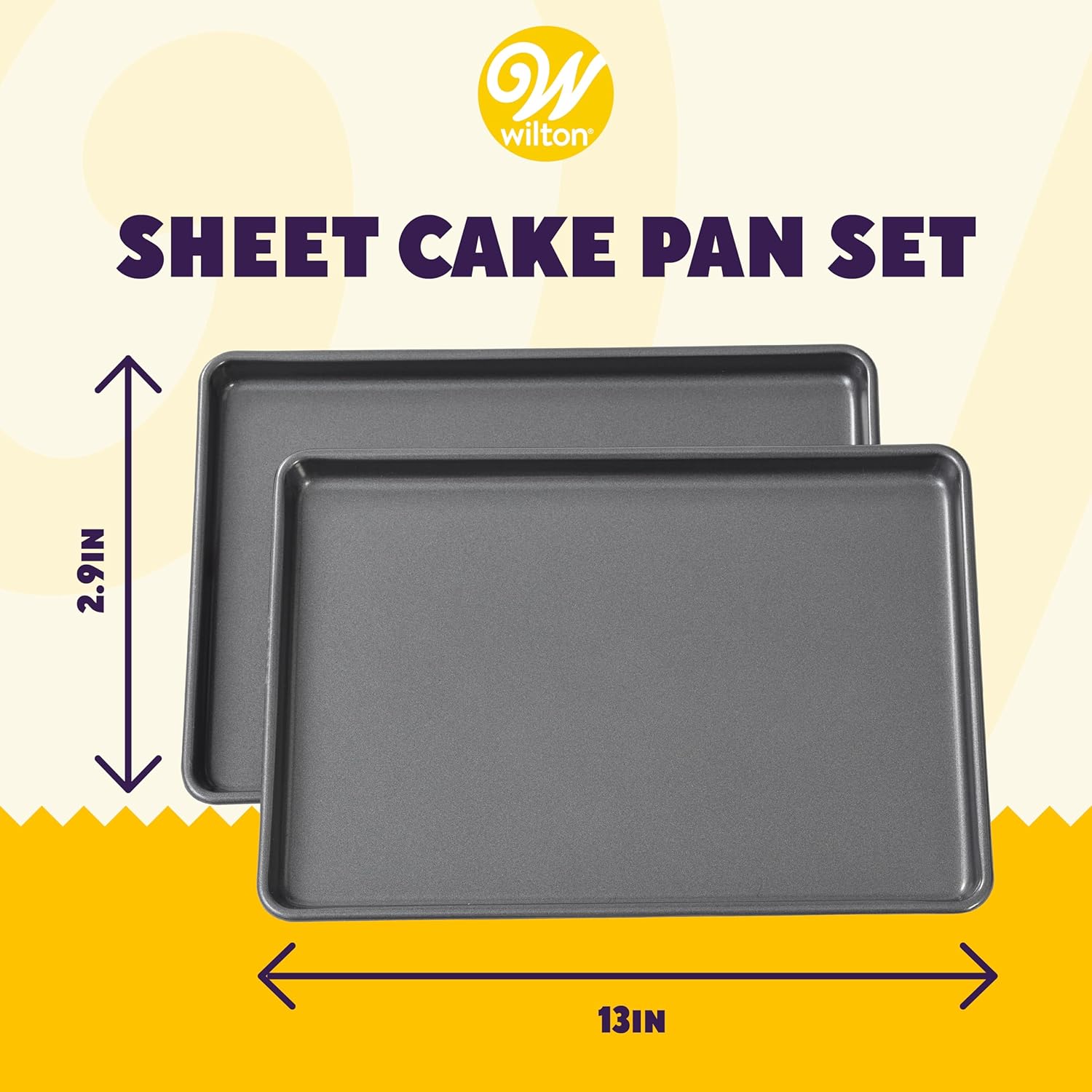 Wilton Easy Layers Sheet Cake Pan, Rectangle Sheet Pan, 2-Piece Baking Sheets Set, Steel