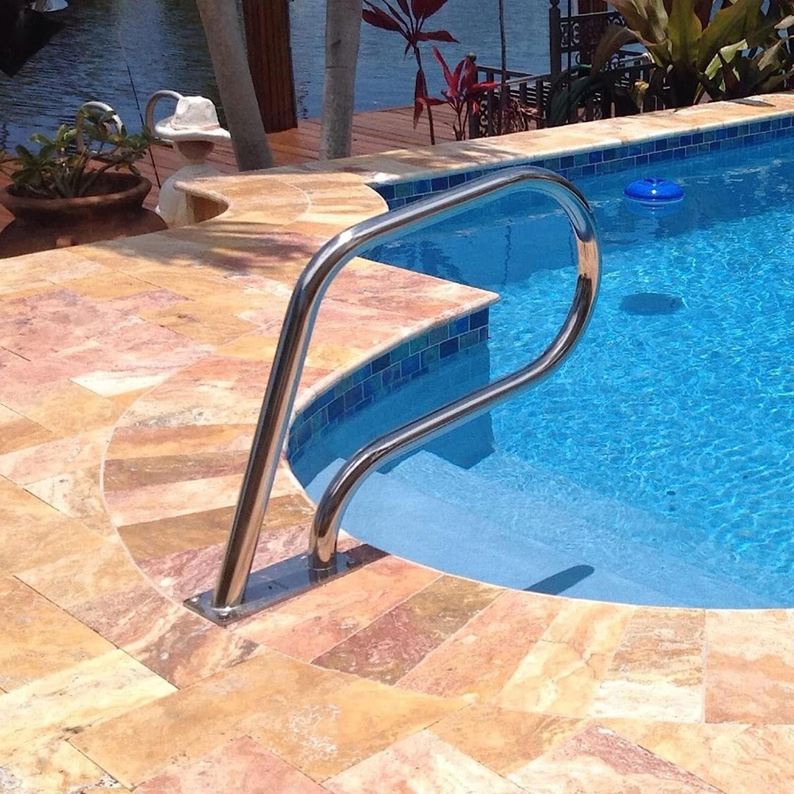 Reinforced Base Stair Handrails, Swimming Pool Handrails 304 Stainless Steel, Easy-to-Install Handrails for Garden Backyard Pools (Thickness: 1.2mm)