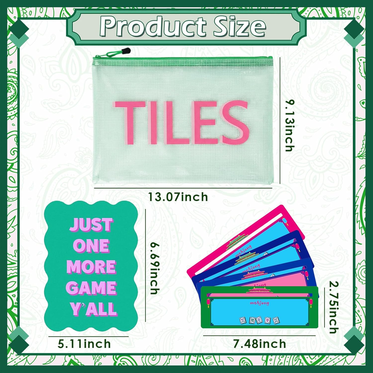 Mahjong Accessories Set with 4 Line Finders, 4 Shuffler Cards, and 1 Tile Bag - Complete Kit for Mahjong Enthusiasts, Beginners, Game Nights and Storage