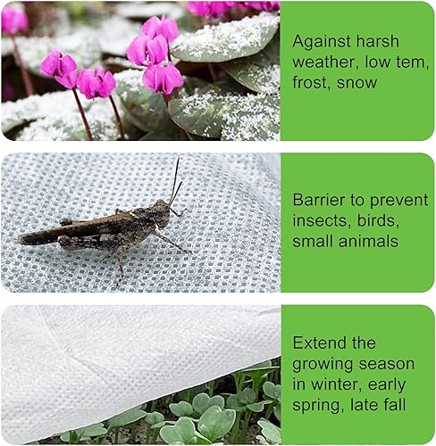 Miniatura 2 de YFFSIDMY Cubiertas para plantas, protección contra la congelación, mantas de heladas de 6.5 x 16 pies para plantas al aire libre, tela de escarcha
