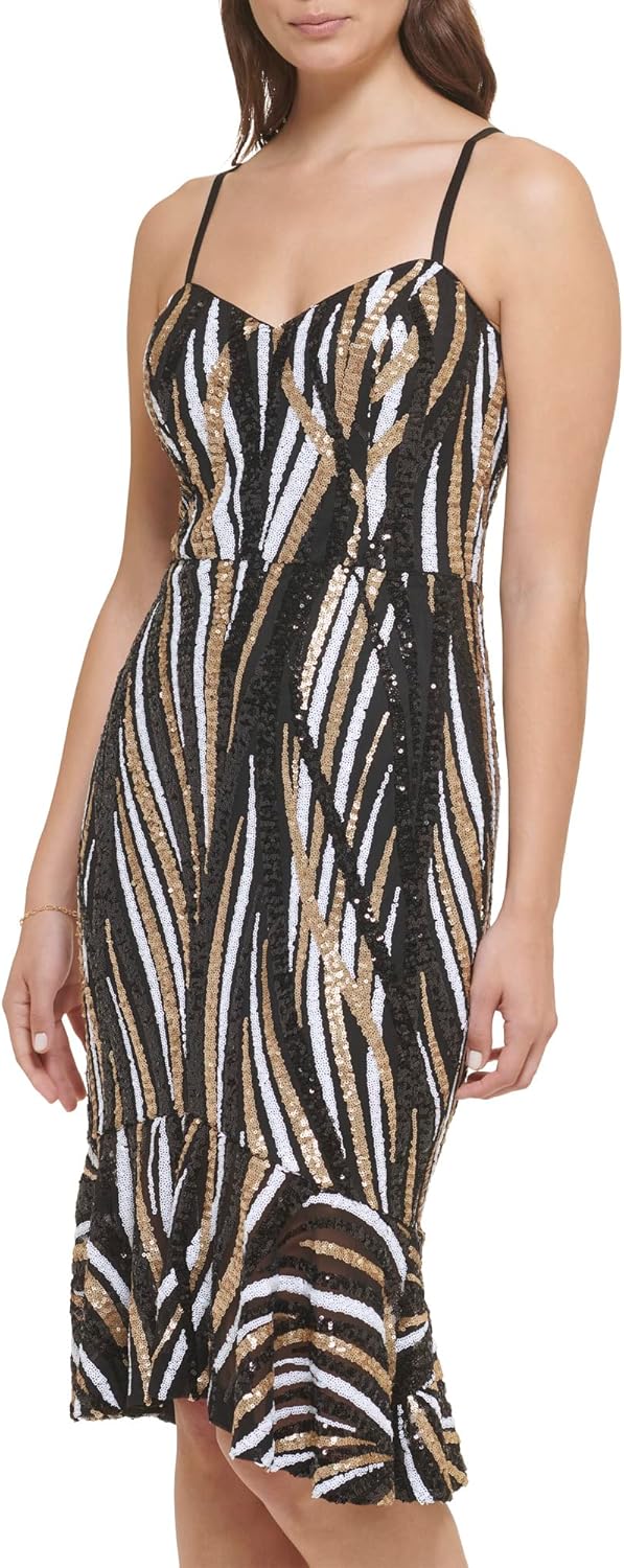 Guess Womens Sequin Mesh Midi W/Flounced Hem - Image 2