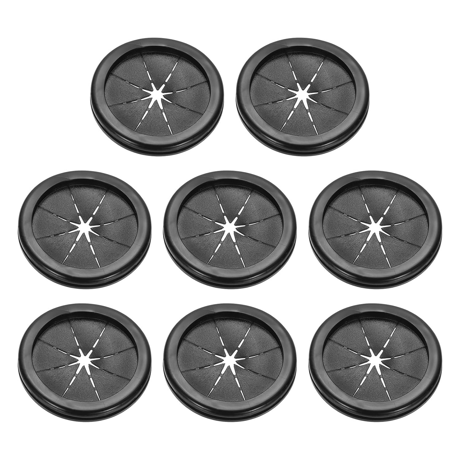 PATIKIL 3.5" Drill Hole Rubber Grommets, 8Pcs Desk Grommet Cable Grommet Hole Cover Cord Organizer for Office Home Table Countertop, Black