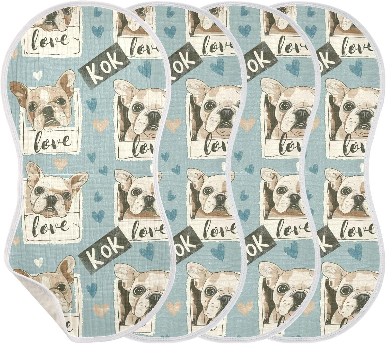Retro Dog Photos Muslin Baby Burp Cloths Feeding Cloths Face Towel Soft and Absorbent Bibs for Newborn Boys Girl- 4 Pack