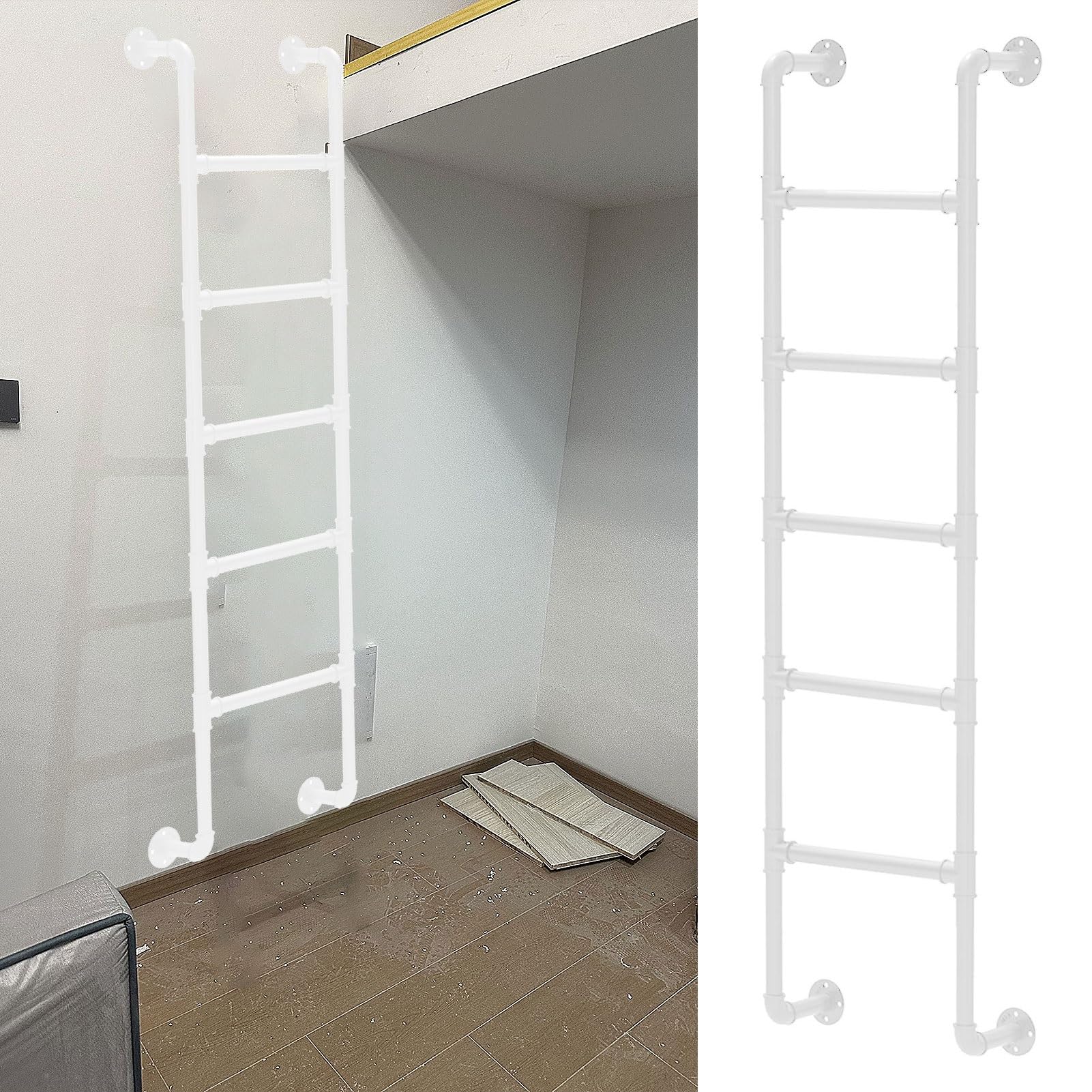 Escalera de pared para trabajo pesado: hierro forjado de gama superior