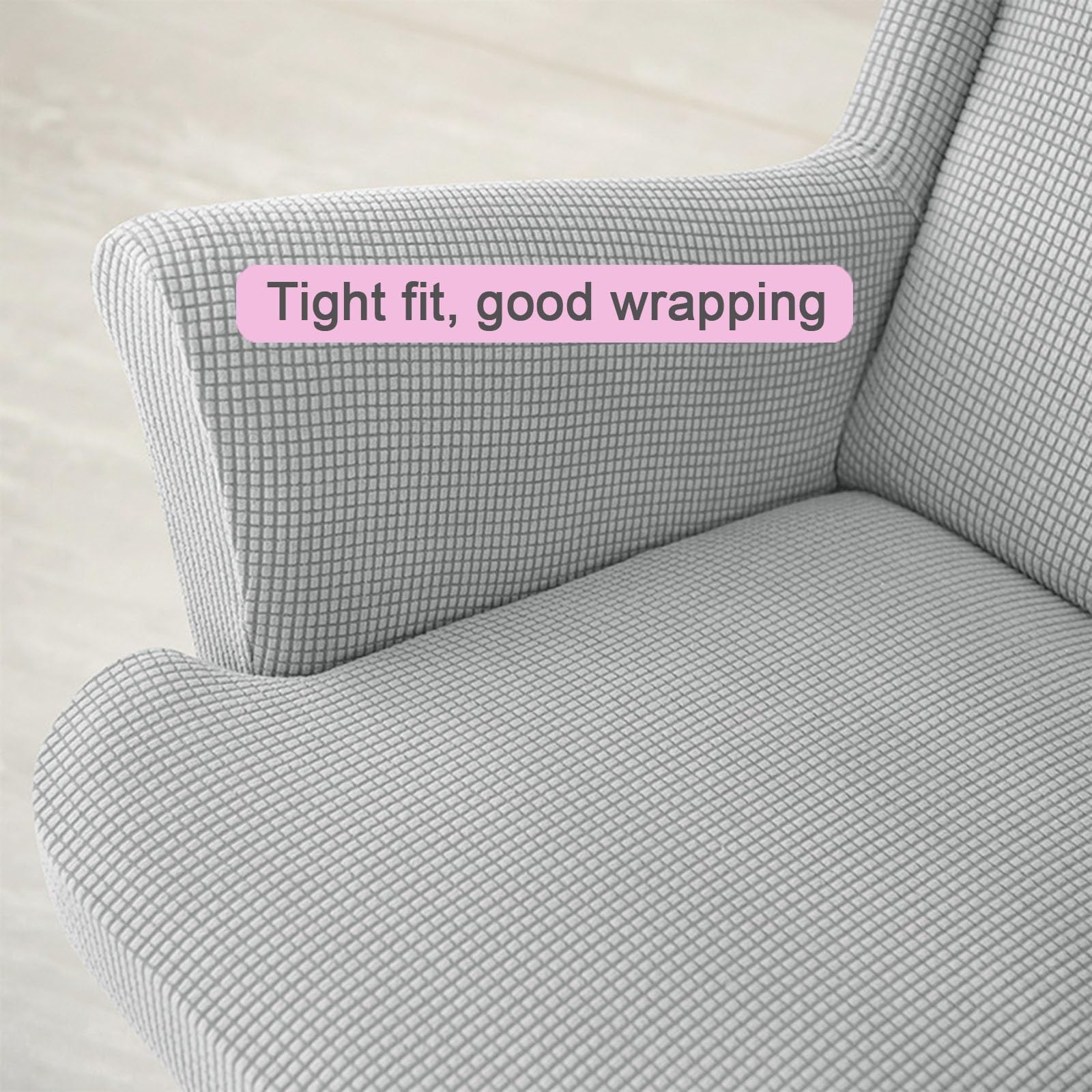 Ohrensessel Überzug Ohrensesselbezüge, Elastisch Weich Sessel Überwürfe Ohrensessel Schonbezüge mit hocker für Wohnzimmer Schlafzimmer Zuhause(Beige)