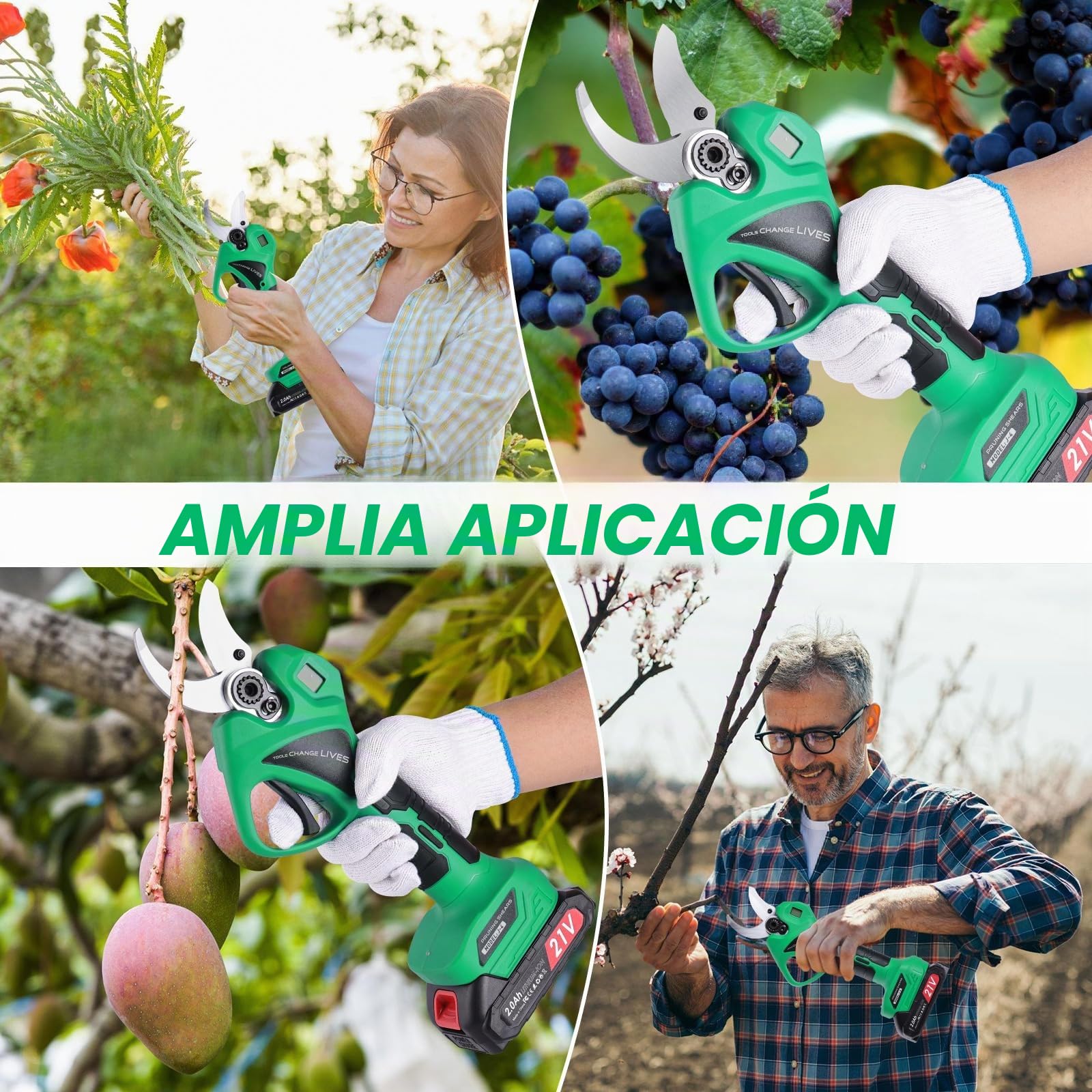 Tijeras de Podar Eléctricas: Tijeras de Podar Bateria con apertura ajustable de 45mm a 30mm, 2 baterías de 2000mAh, SK7 de Alta, Tijeras de podar bateria para Olivos Viñedos Jardines