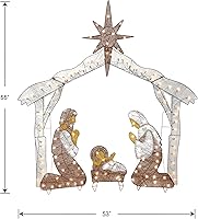 Vista 5 de National Tree Company Decoración navideña artificial preiluminada - Incluye mini luces LED blancas preencordadas y estacas para el suelo - Natividad