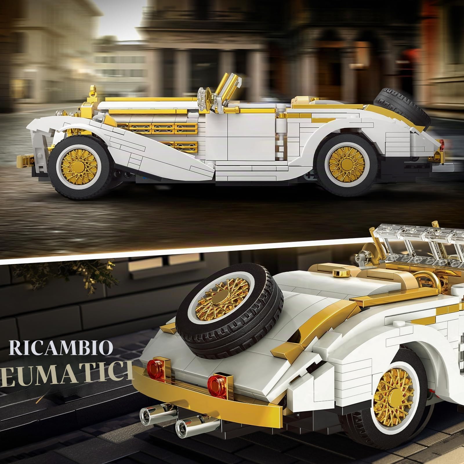 Mould King 10003 Technik Auto Vintage, Macchina da Costruire per Adulti, da Collezione in Stile Retro Antico