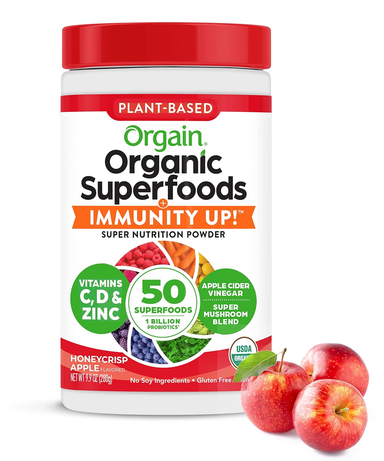 Greens Powder + Superfoods Immune Support, Orgain Organic Immunity Up! Powder