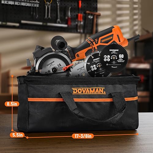 Miniatura 2 de DOVAMAN Sierra circular, sierra circular de 5.8A de 4-1/2" con láser, mango auxiliar de metal, 6 cuchillas (4½", 4¾"), profundidad de corte