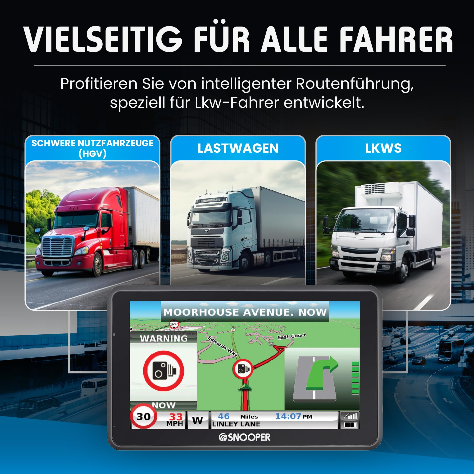 Snooper S6900 Truckmate EU LKW Navigationssystem mit aktiver Magnethalterung