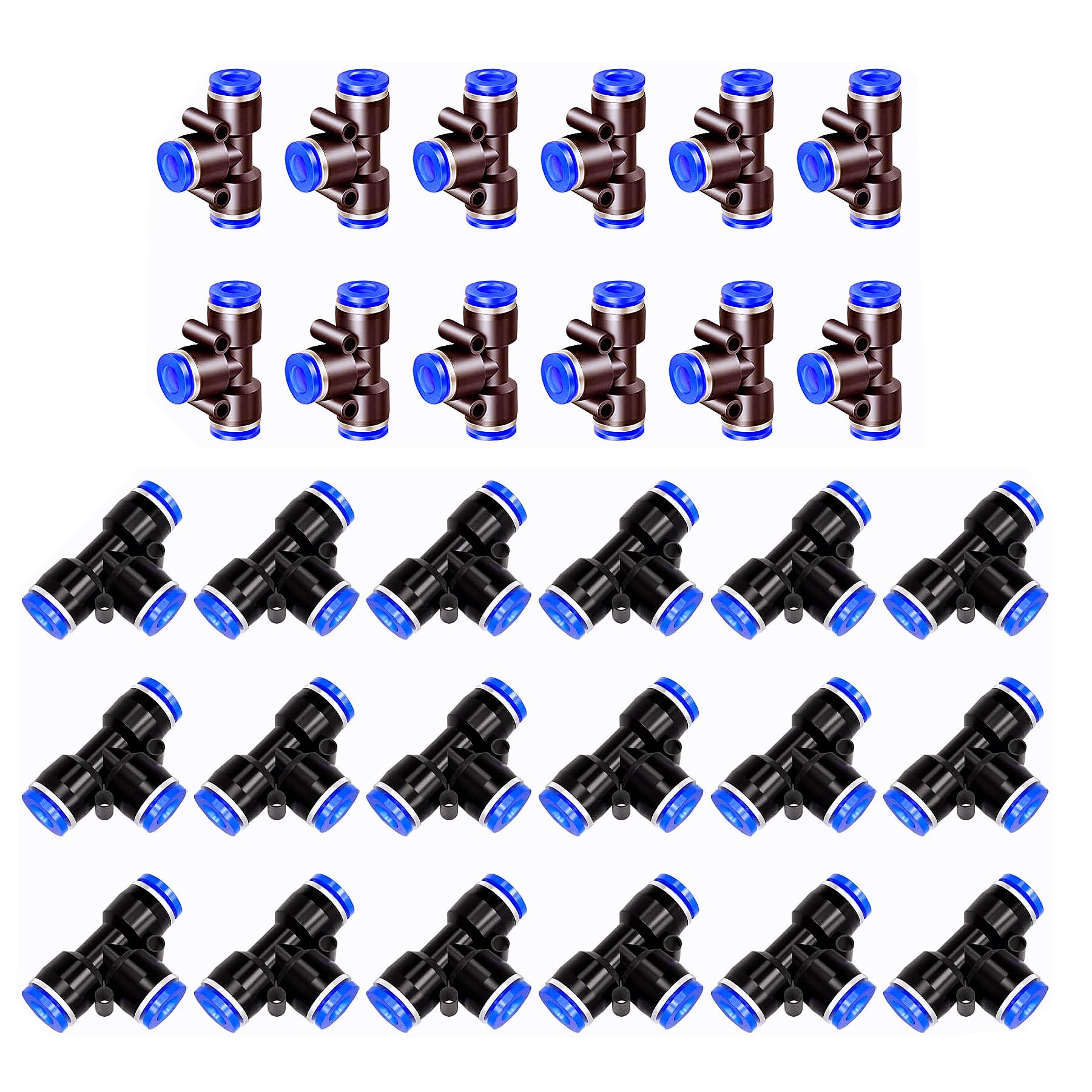 30 Pezzi Connettore Pneumatico 6mm T-Type Raccordi pneumatici Raccordi a Pressione Kit Raccordi Pneumatici 3 vie Connettore Push-in Raccordi Rapidi Aria Compressa (PE-6)